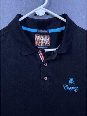 Vintage Coogi Australia Polo Shirt 8/2XL Black Embroidered Pima Preppy Old Money